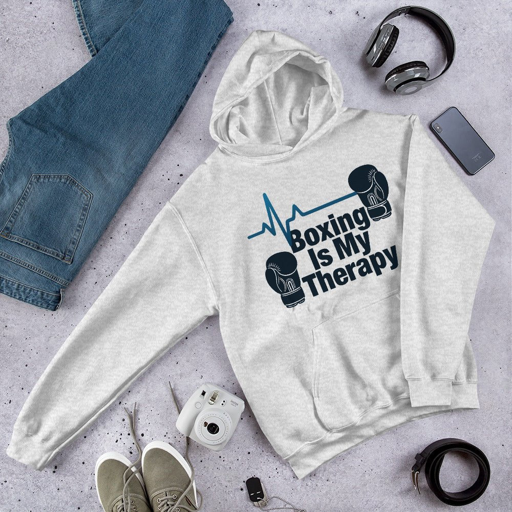 Boxing Is My Therapy Unisex Hoodie – Train Hard Fight Strong Sweatshirt - OuSfian