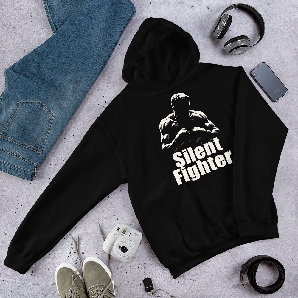 Silent Fighter Unisex Hoodie – Boxing Motivation Pullover for Fighters & Gym Lovers - OuSfian
