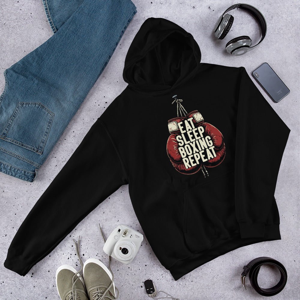 Eat Sleep Boxing Repeat Unisex Hoodie – Boxing Lover Gym Fighter - OuSfian