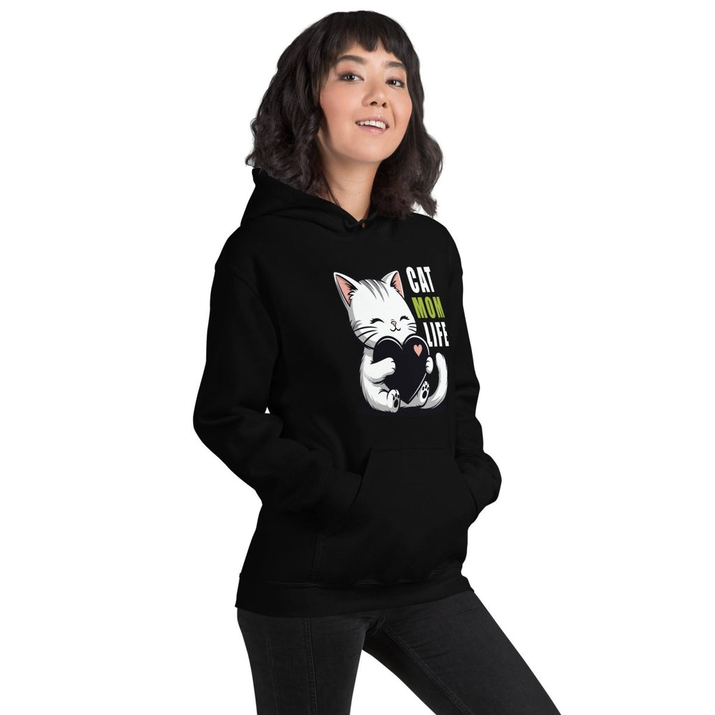 Cat Mom Life Hoodie – Cute Cat Lover Heart Sweatshirt for Women - OuSfian