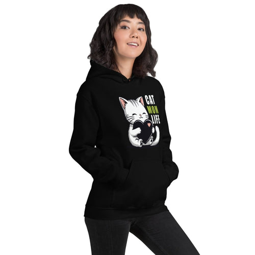 Cat Mom Life Hoodie – Cute Cat Lover Heart Sweatshirt for Women - OuSfian
