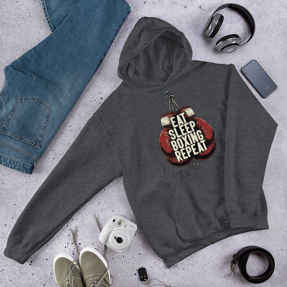 Eat Sleep Boxing Repeat Unisex Hoodie – Boxing Lover Gym Fighter - OuSfian