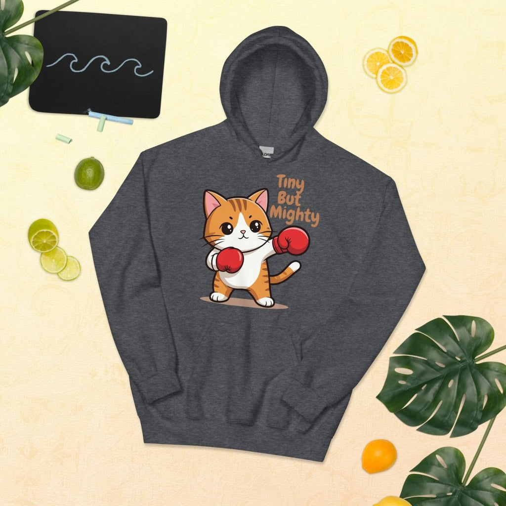 Tiny But Mighty Boxing Cat Unisex Hoodie – Cute Fighter Kitten Sweatshirt - OuSfian