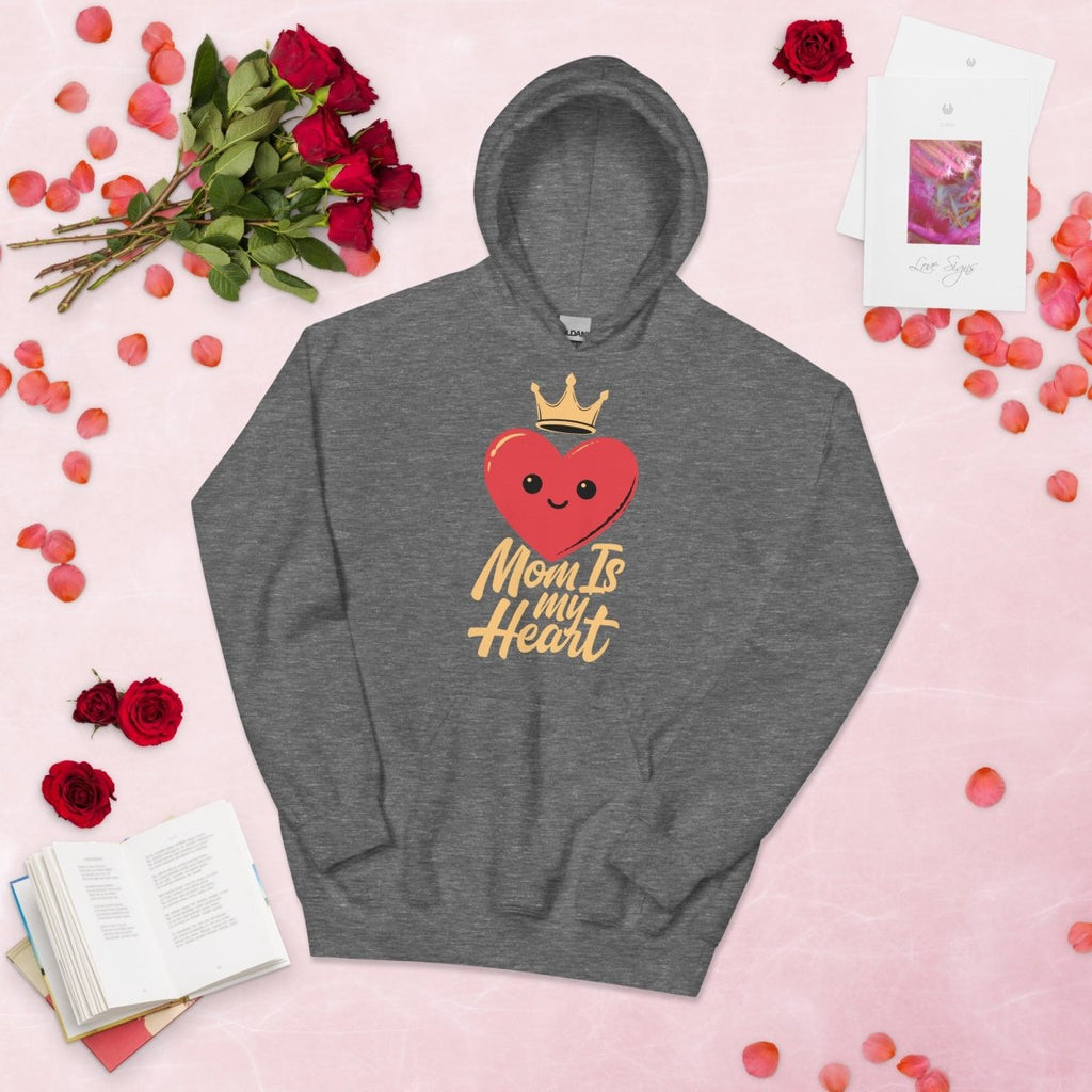 Mom Is My Heart Hoodie – Cute Love Heart Mom Sweatshirt Gift for Mother - OuSfian