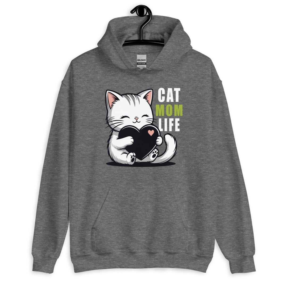 Cat Mom Life Hoodie – Cute Cat Lover Heart Sweatshirt for Women - OuSfian