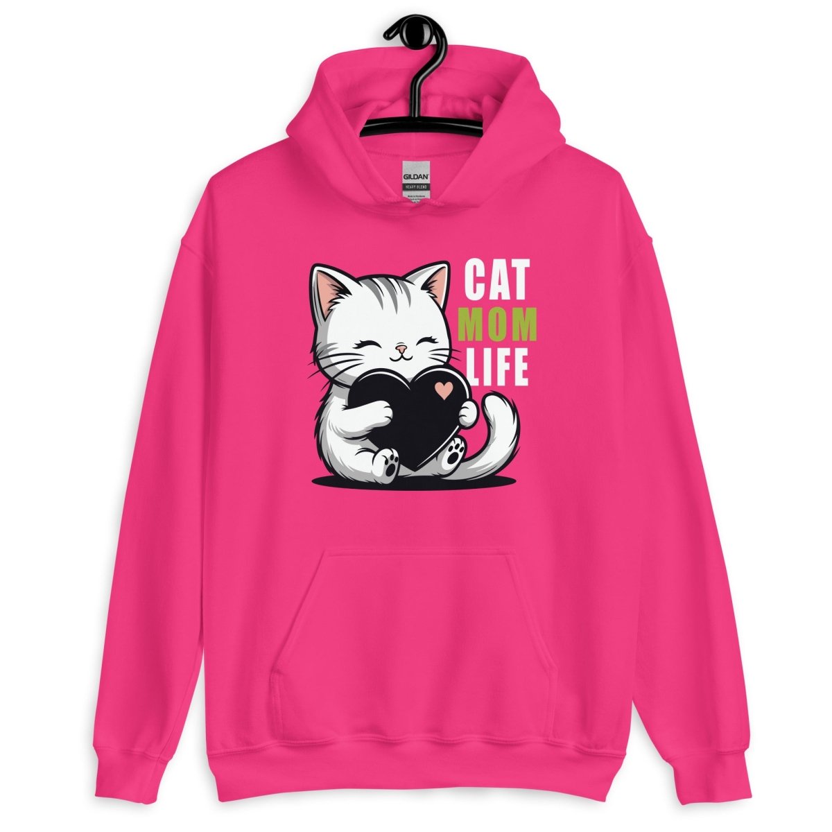 Cat Mom Life Hoodie – Cute Cat Lover Heart Sweatshirt for Women - OuSfian