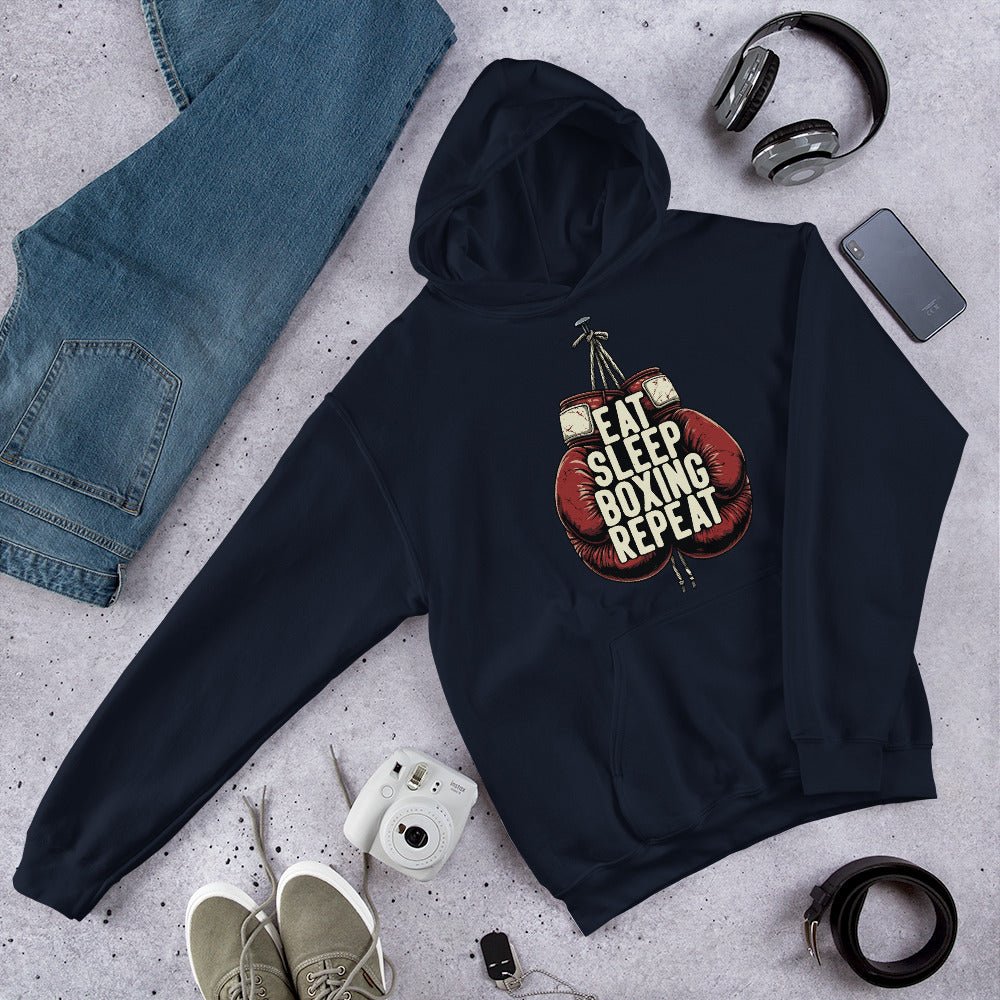 Eat Sleep Boxing Repeat Unisex Hoodie – Boxing Lover Gym Fighter - OuSfian