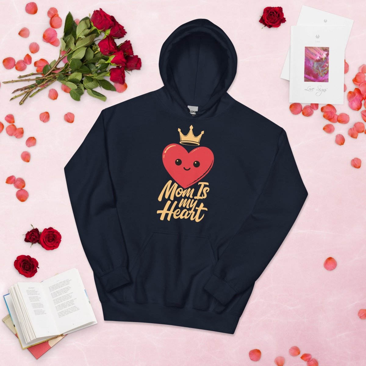 Mom Is My Heart Hoodie – Cute Love Heart Mom Sweatshirt Gift for Mother - OuSfian