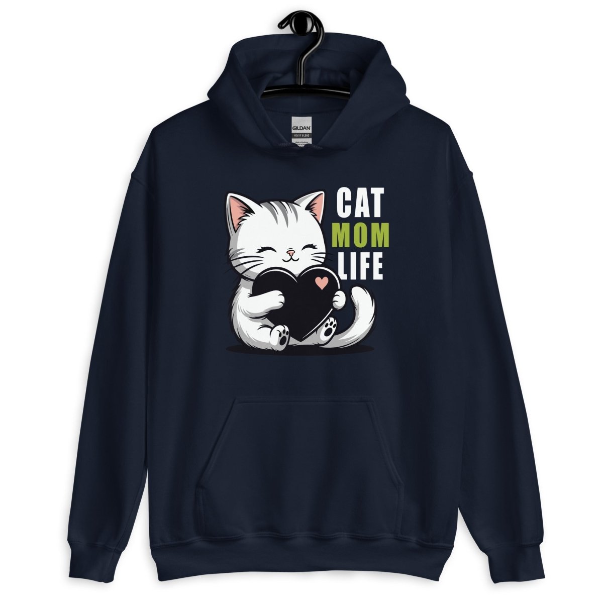 Cat Mom Life Hoodie – Cute Cat Lover Heart Sweatshirt for Women - OuSfian