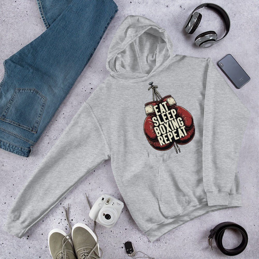 Eat Sleep Boxing Repeat Unisex Hoodie – Boxing Lover Gym Fighter - OuSfian