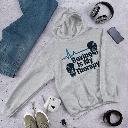 Boxing Is My Therapy Unisex Hoodie – Train Hard Fight Strong Sweatshirt - OuSfian