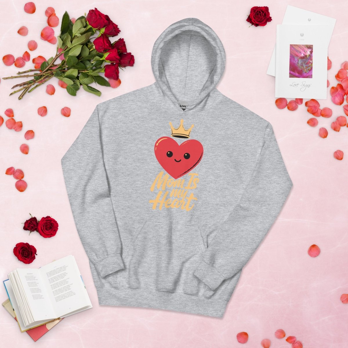 Mom Is My Heart Hoodie – Cute Love Heart Mom Sweatshirt Gift for Mother - OuSfian