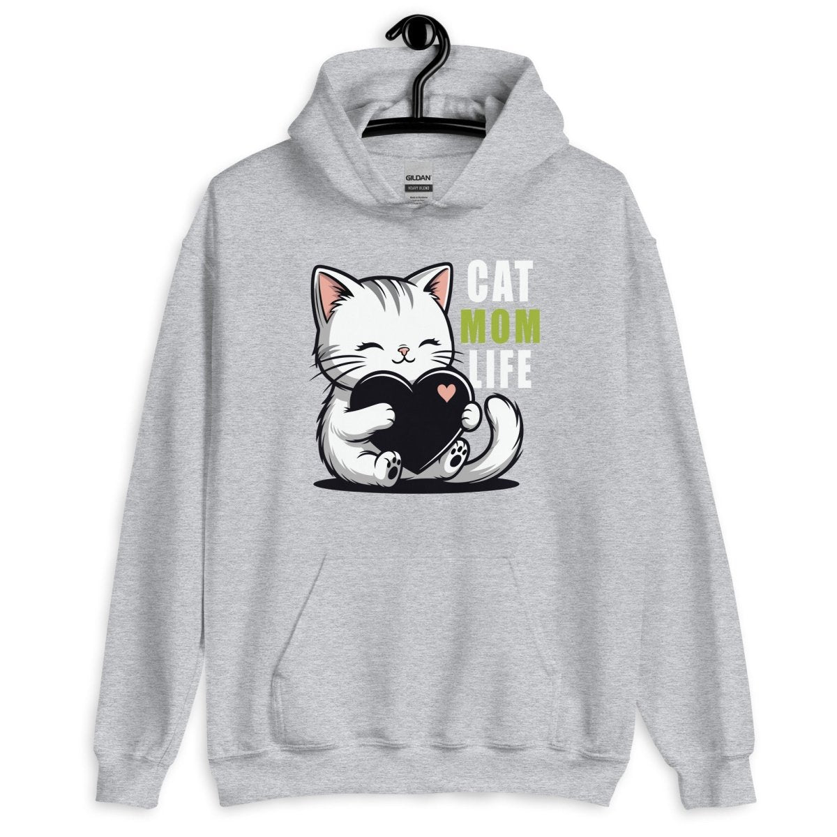 Cat Mom Life Hoodie – Cute Cat Lover Heart Sweatshirt for Women - OuSfian