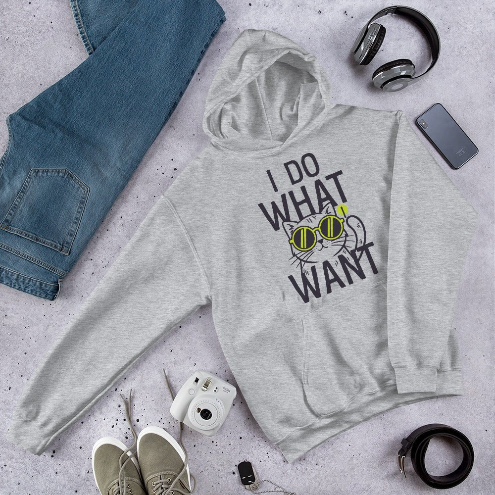 I Do What I Want Cat Hoodie – Funny Cool Cat Graphic Sweatshirt - OuSfian