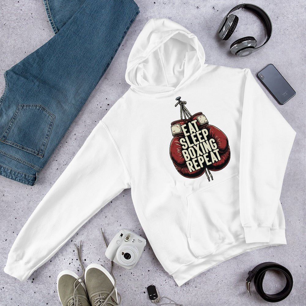 Eat Sleep Boxing Repeat Unisex Hoodie – Boxing Lover Gym Fighter - OuSfian