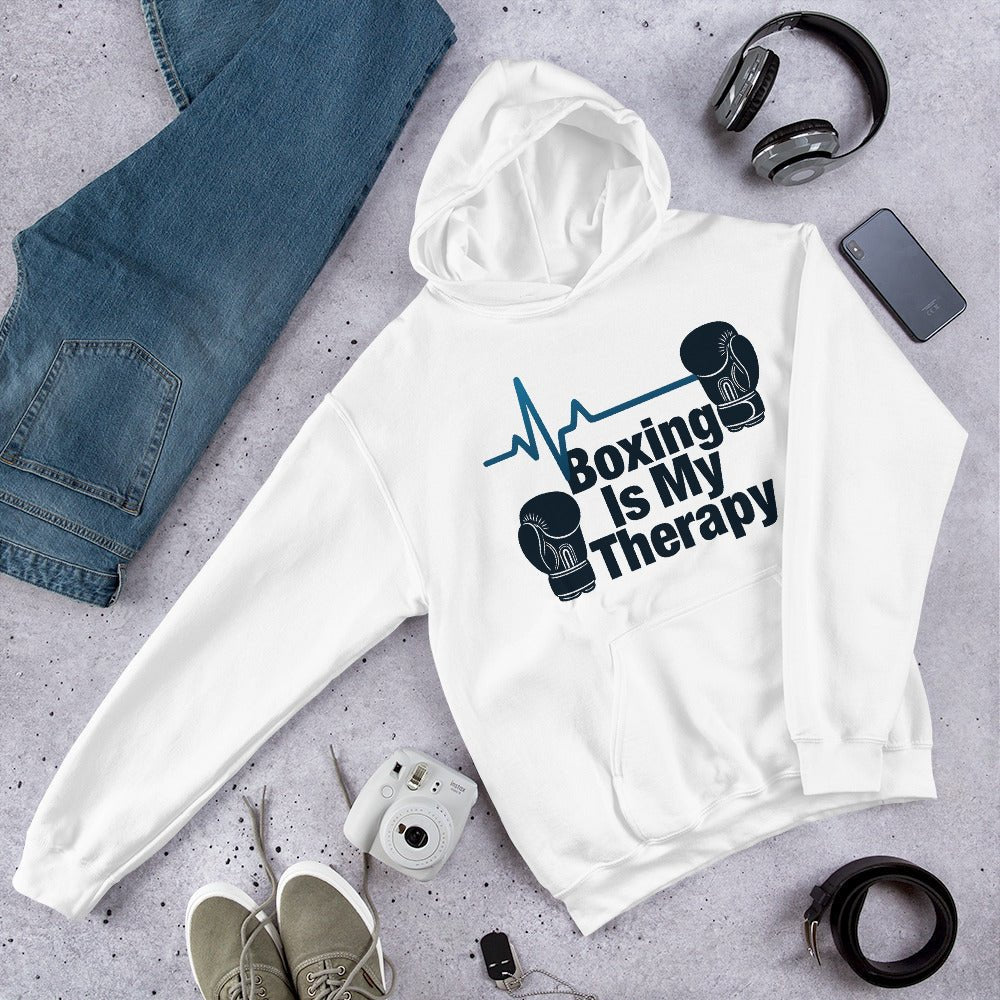 Boxing Is My Therapy Unisex Hoodie – Train Hard Fight Strong Sweatshirt - OuSfian