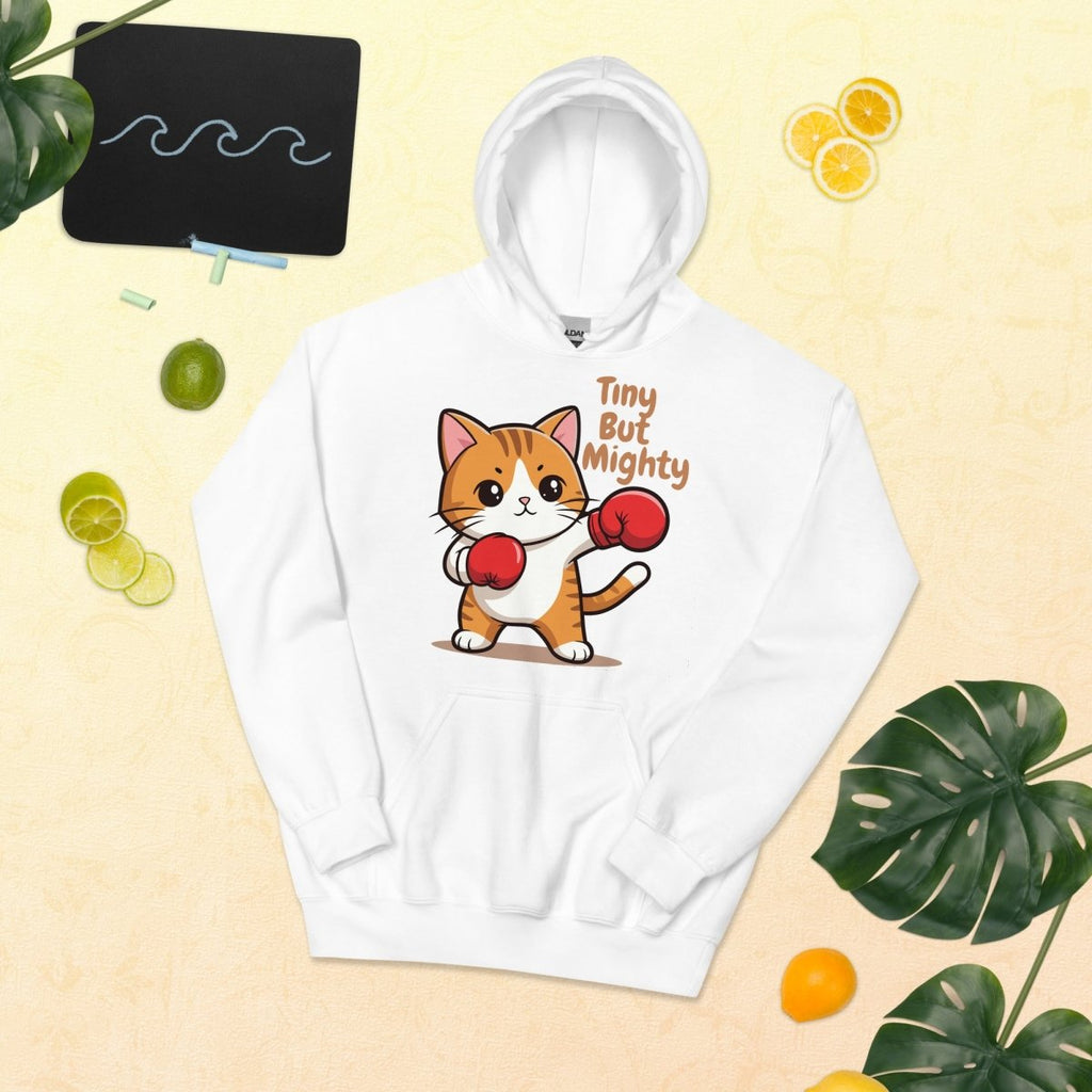Tiny But Mighty Boxing Cat Unisex Hoodie – Cute Fighter Kitten Sweatshirt - OuSfian