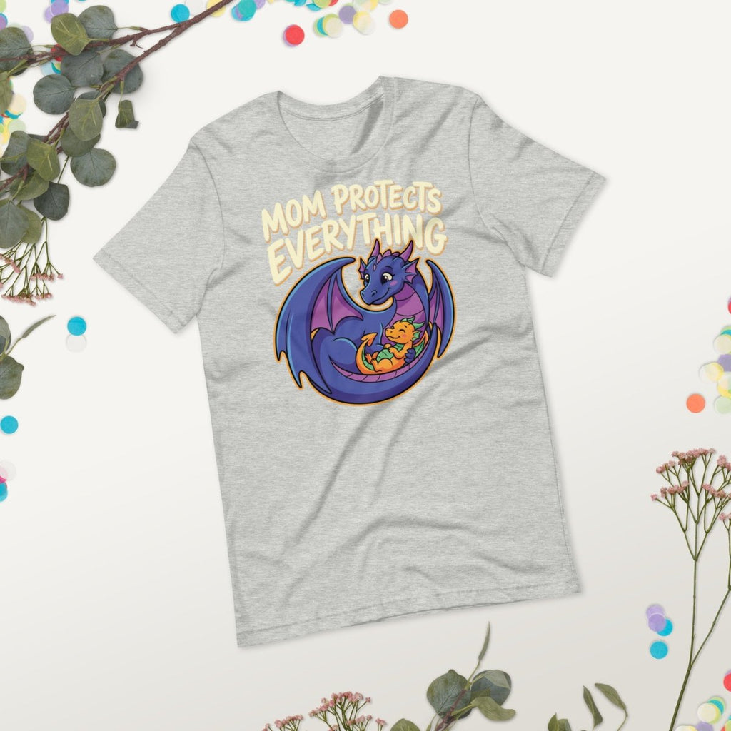 Mom Protects Everything T-Shirt – Cute Dragon Mom Fantasy Graphic Tee - OuSfian