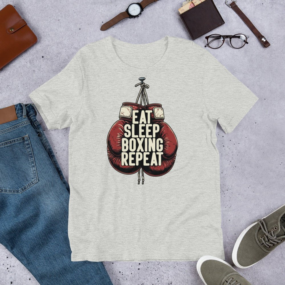 Eat Sleep Boxing Repeat Unisex T-Shirt – Boxing Lover Gym Fighter Tee - OuSfian