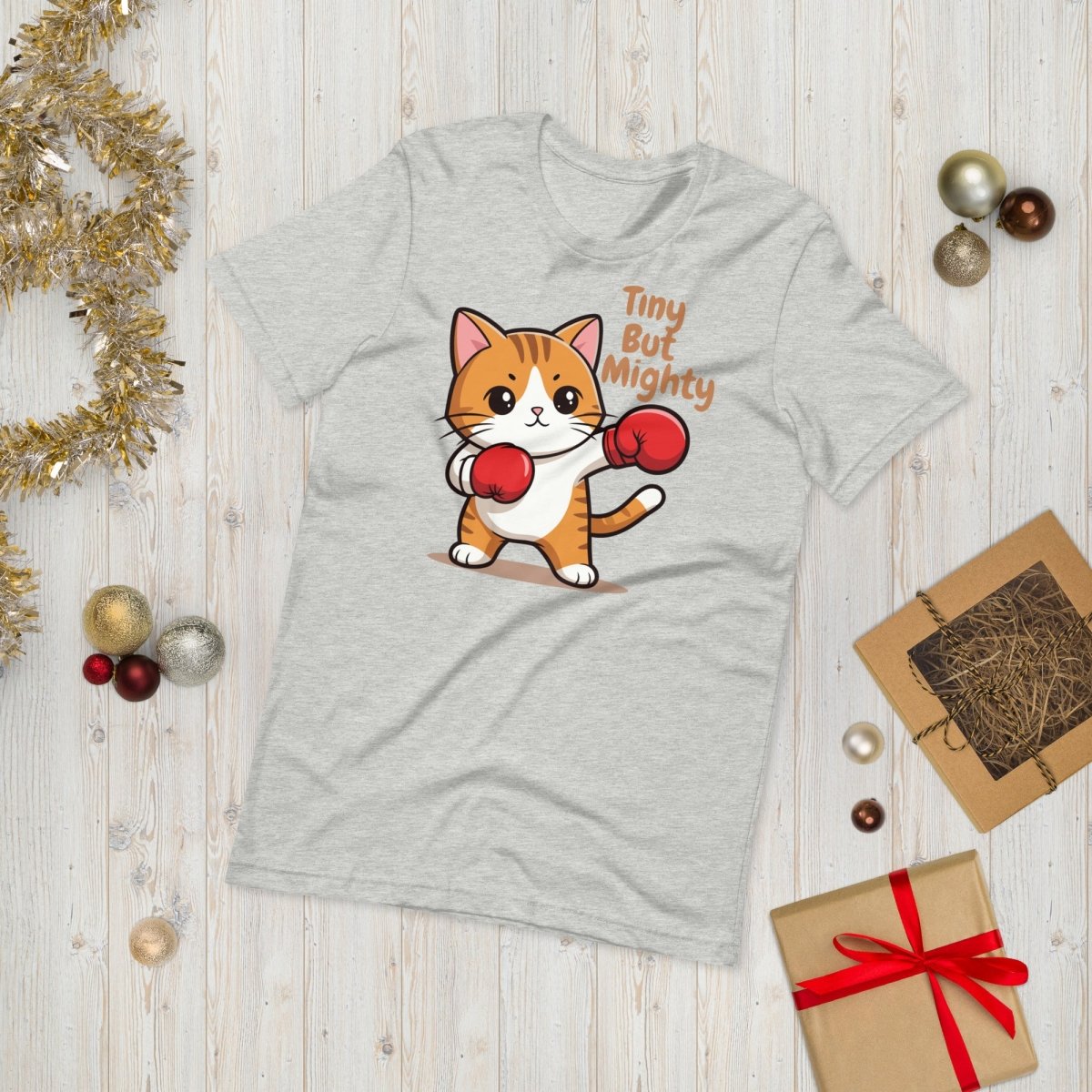 Tiny But Mighty Boxing Cat Unisex T-Shirt – Cute Fighter Kitten Graphic Tee - OuSfian