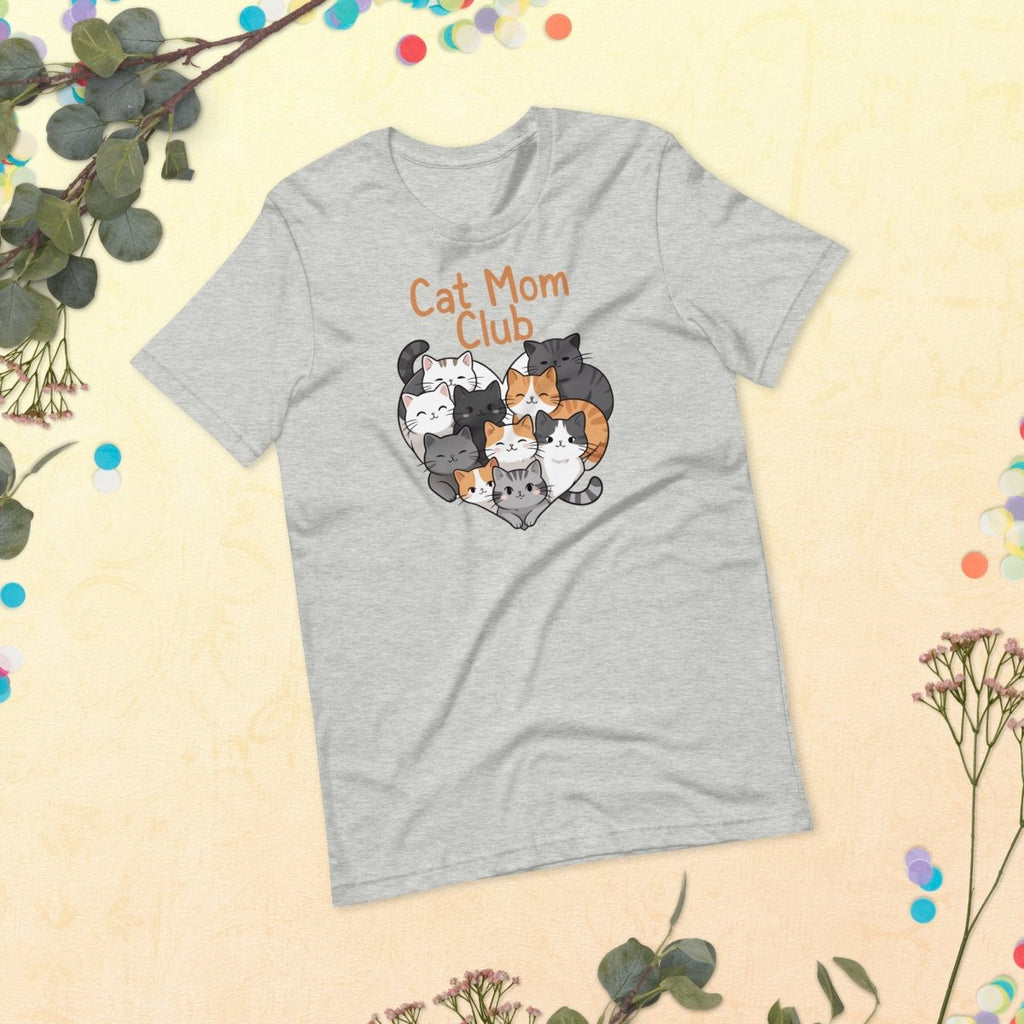 Cat Mom Club T-Shirt – Cute Cat Lover Graphic Tee for Women - OuSfian