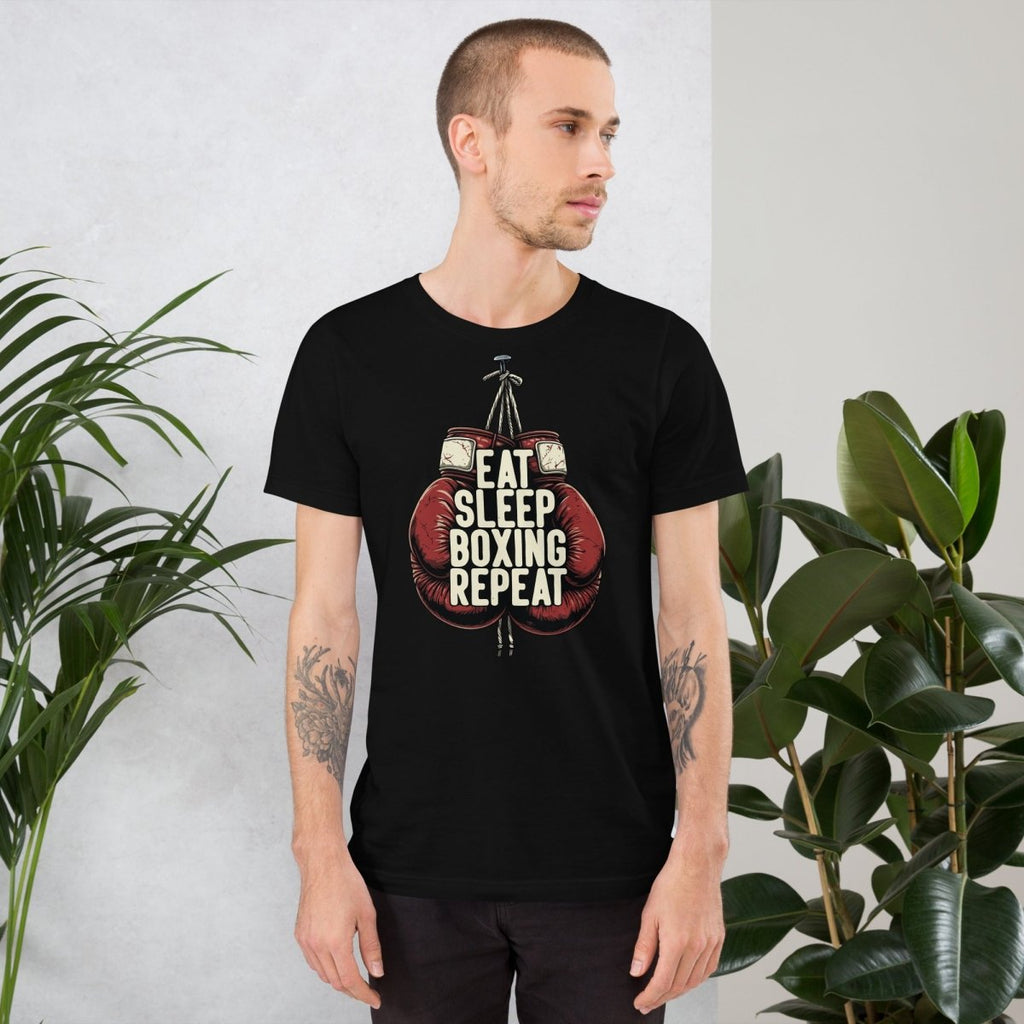 Eat Sleep Boxing Repeat Unisex T-Shirt – Boxing Lover Gym Fighter Tee - OuSfian