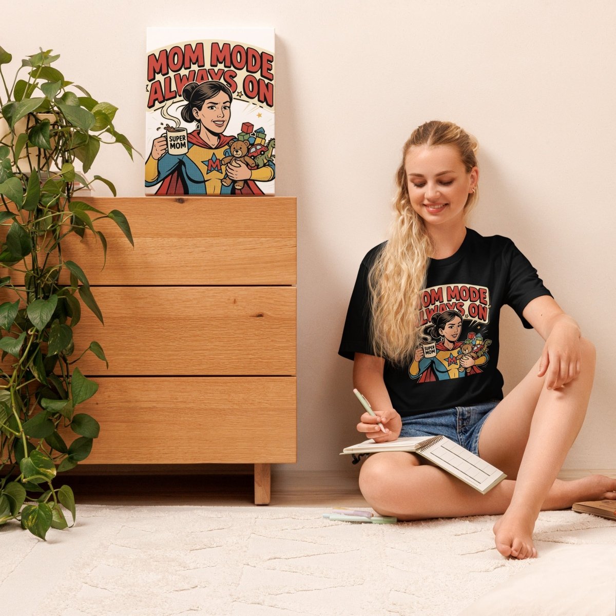 Mom Mode Always On T-Shirt – Super Mom Funny Graphic Tee for Mothers - OuSfian