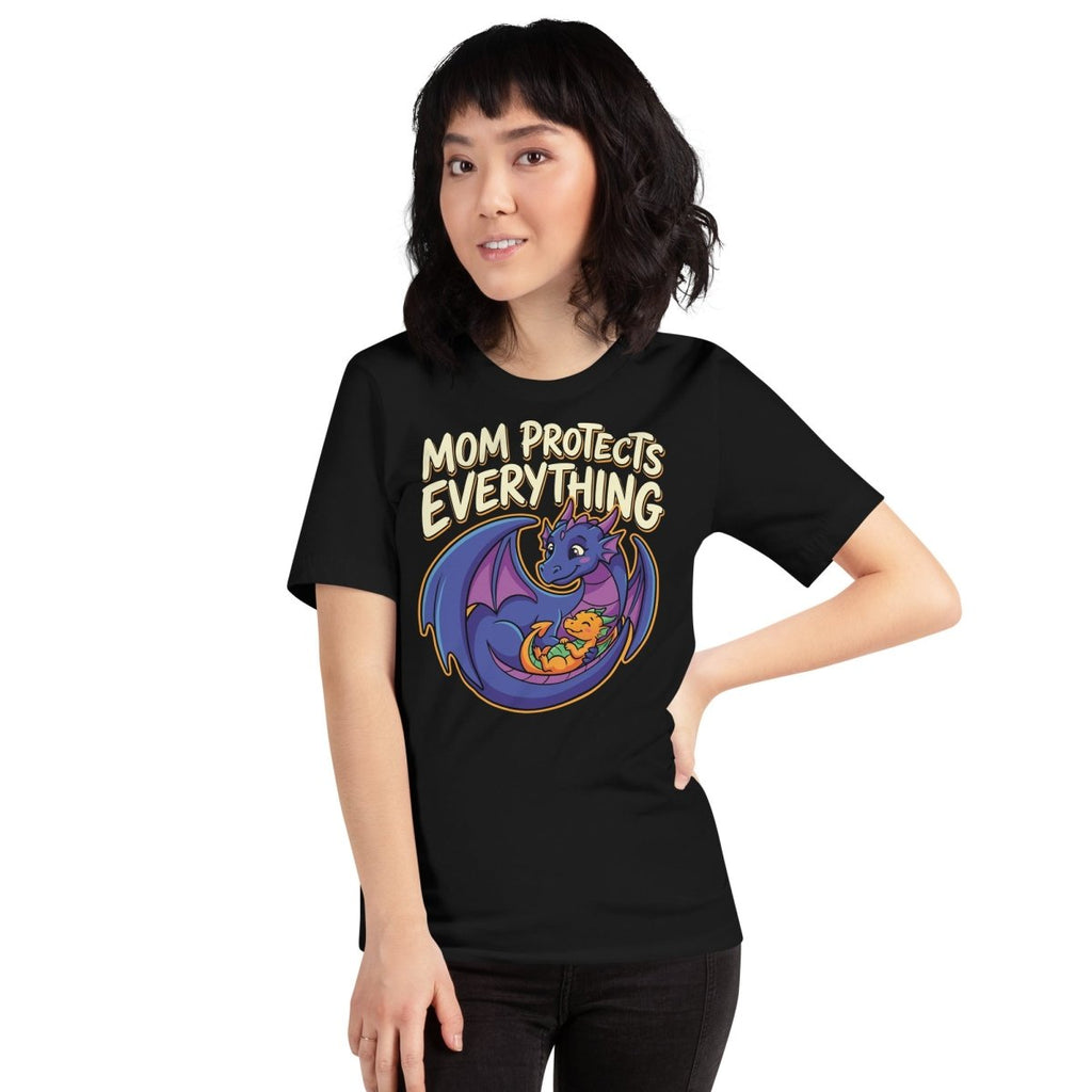 Mom Protects Everything T-Shirt – Cute Dragon Mom Fantasy Graphic Tee - OuSfian