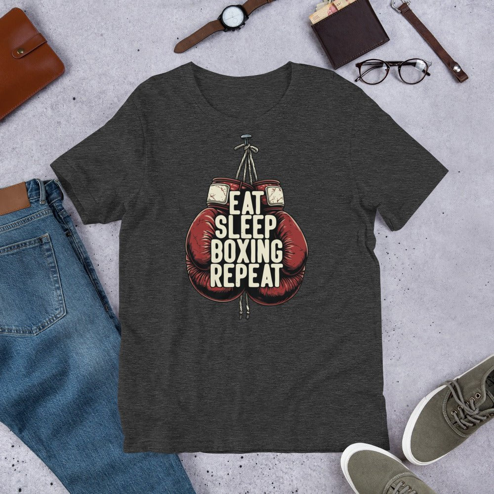 Eat Sleep Boxing Repeat Unisex T-Shirt – Boxing Lover Gym Fighter Tee - OuSfian