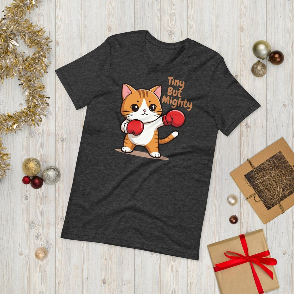 Tiny But Mighty Boxing Cat Unisex T-Shirt – Cute Fighter Kitten Graphic Tee - OuSfian