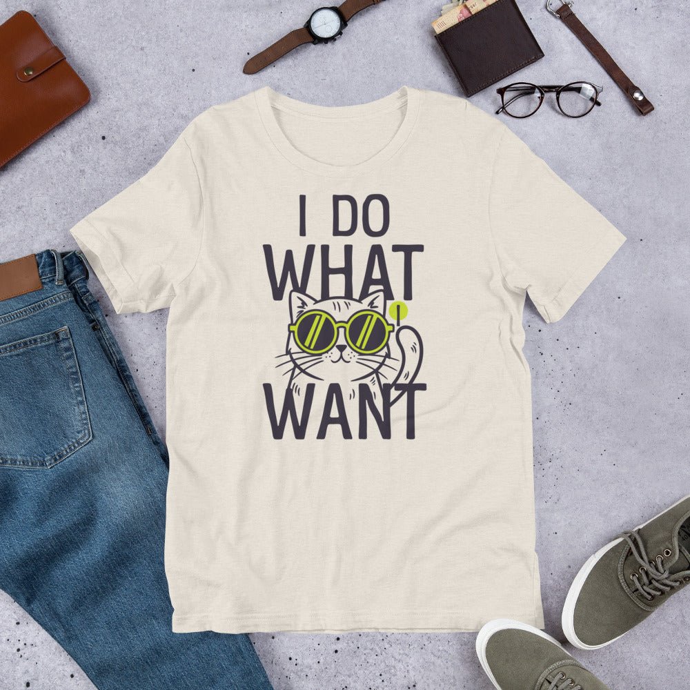 I Do What I Want Cat T-Shirt – Funny Cool Cat Graphic Tee with Sunglasses - OuSfian