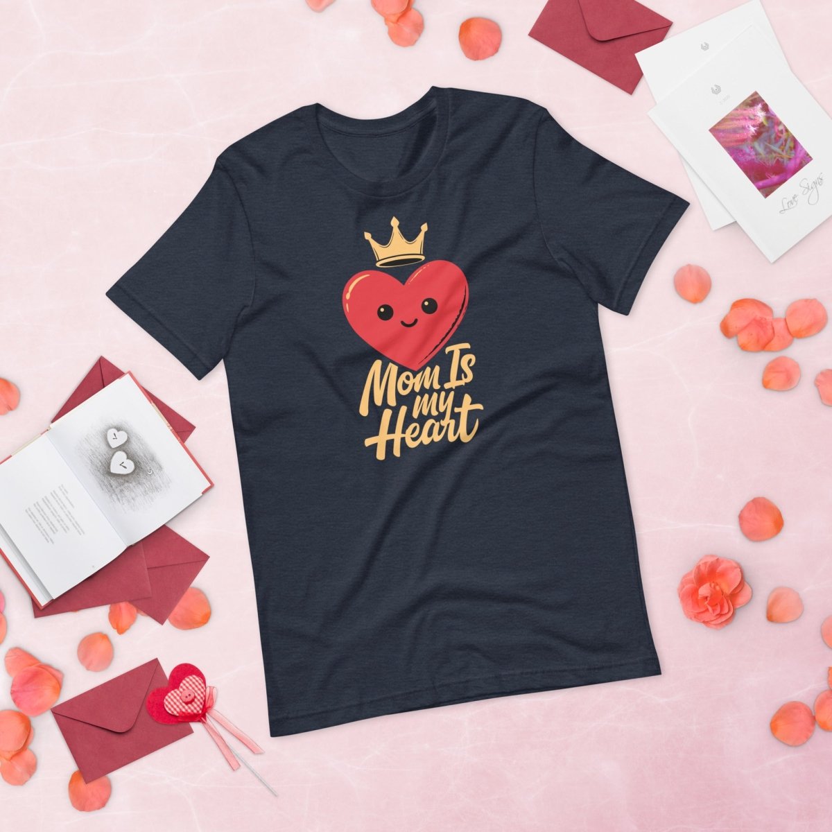 Mom Is My Heart T-Shirt – Cute Heart Love Graphic Tee Gift for Mom - OuSfian