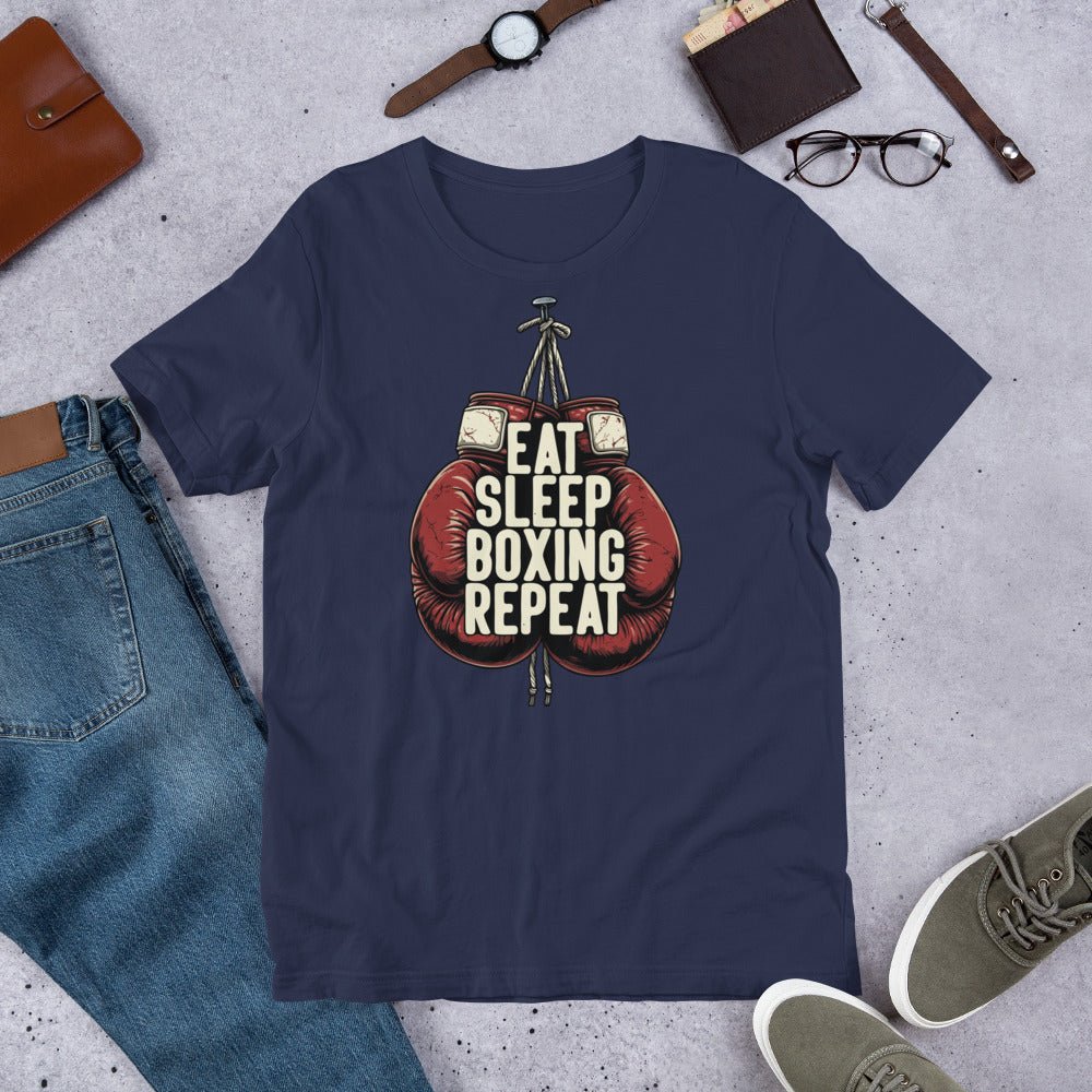 Eat Sleep Boxing Repeat Unisex T-Shirt – Boxing Lover Gym Fighter Tee - OuSfian