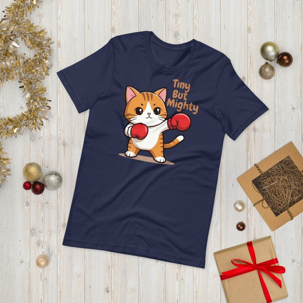 Tiny But Mighty Boxing Cat Unisex T-Shirt – Cute Fighter Kitten Graphic Tee - OuSfian