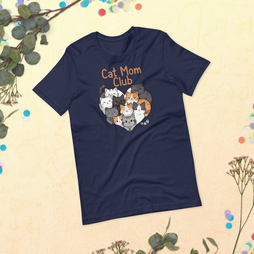 Cat Mom Club T-Shirt – Cute Cat Lover Graphic Tee for Women - OuSfian