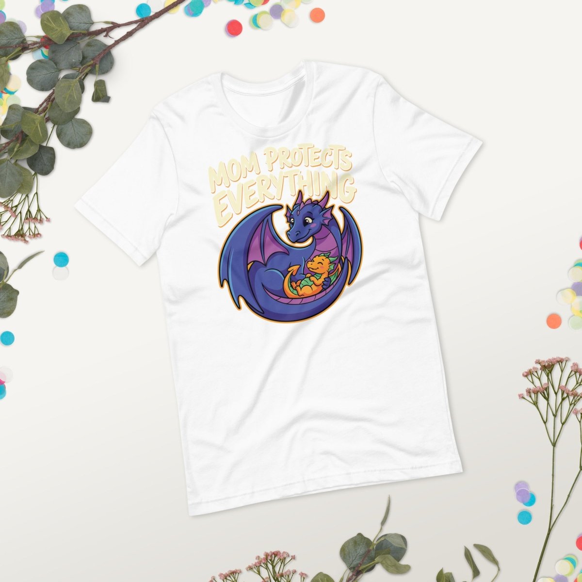 Mom Protects Everything T-Shirt – Cute Dragon Mom Fantasy Graphic Tee - OuSfian