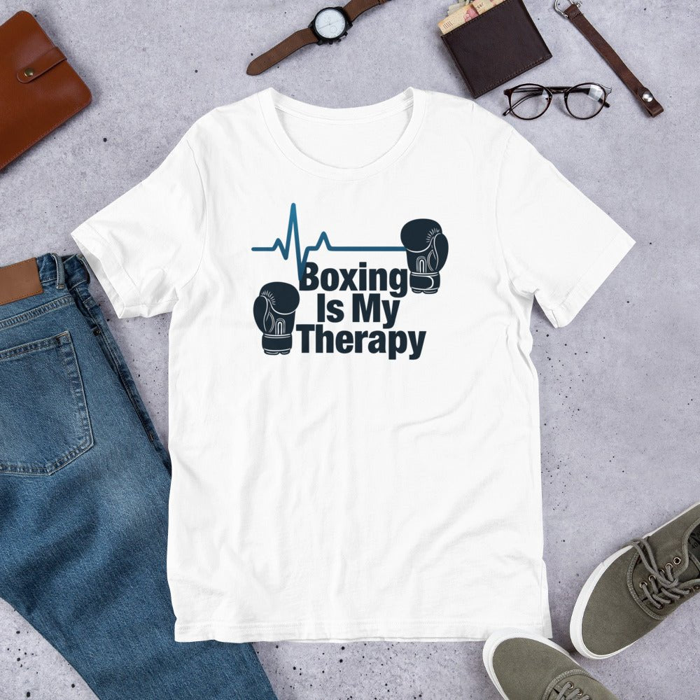 Boxing Is My Therapy Unisex T-shirt – Fighter Mindset Gym Motivation Tee - OuSfian