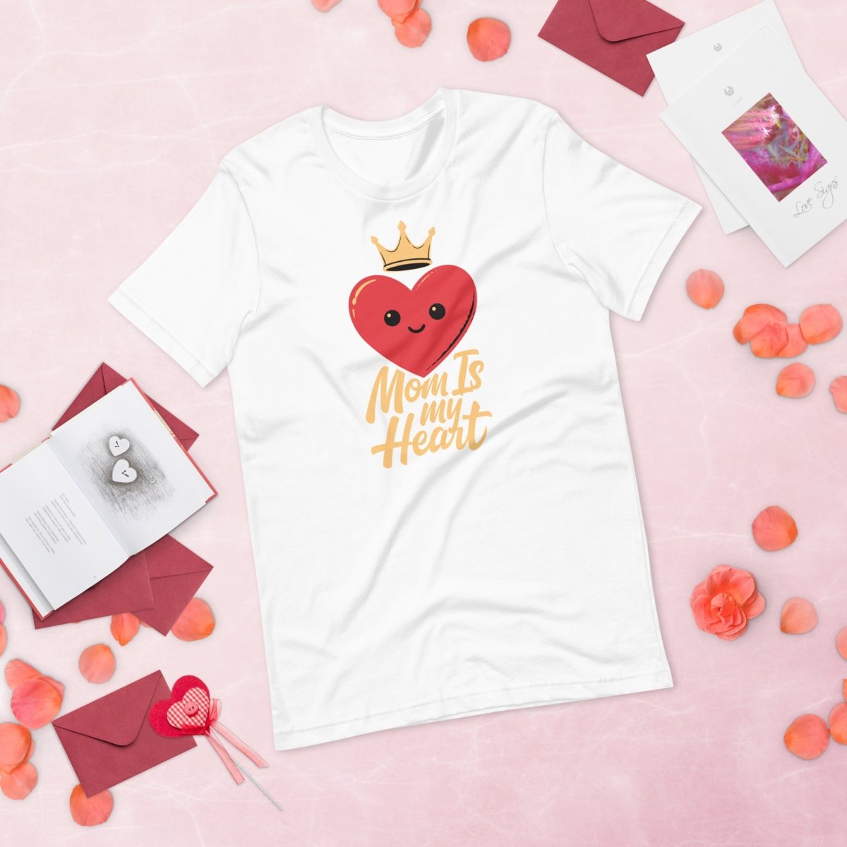 Mom Is My Heart T-Shirt – Cute Heart Love Graphic Tee Gift for Mom - OuSfian