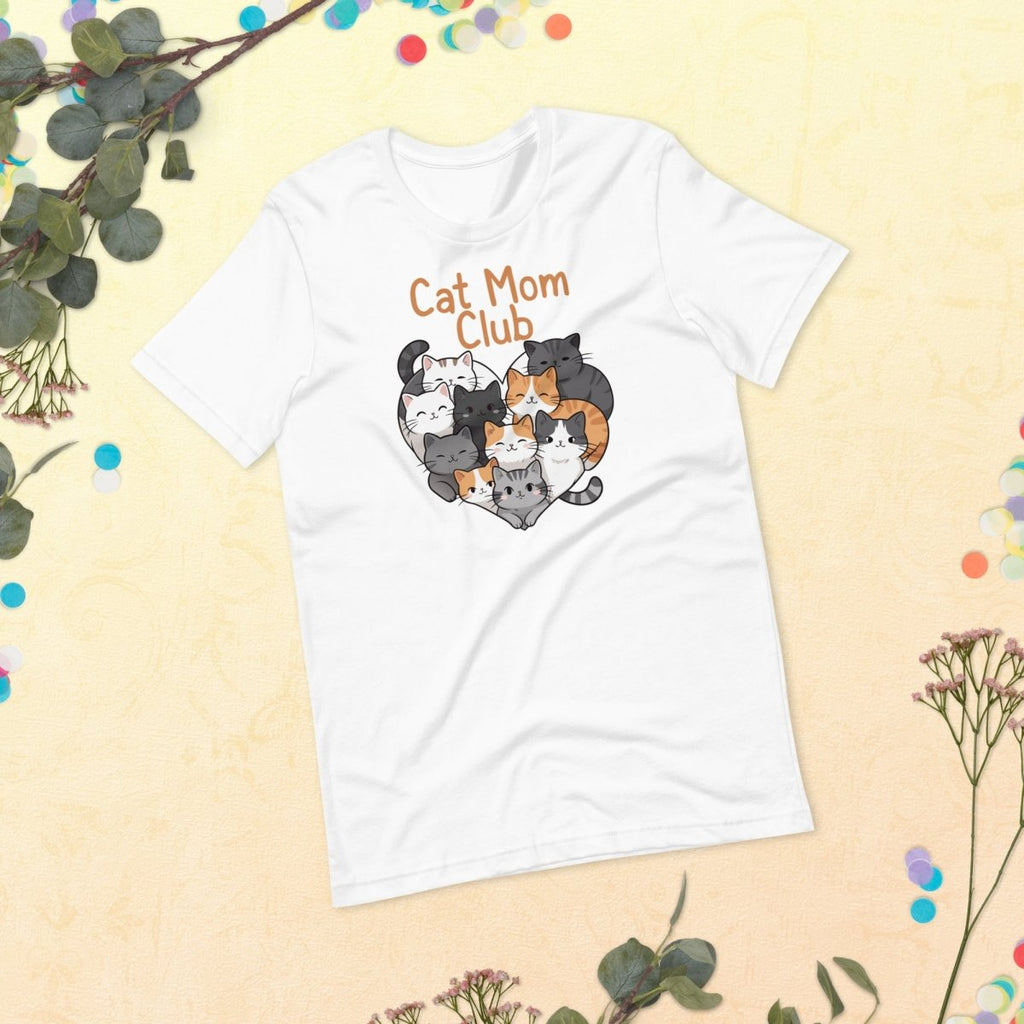 Cat Mom Club T-Shirt – Cute Cat Lover Graphic Tee for Women - OuSfian