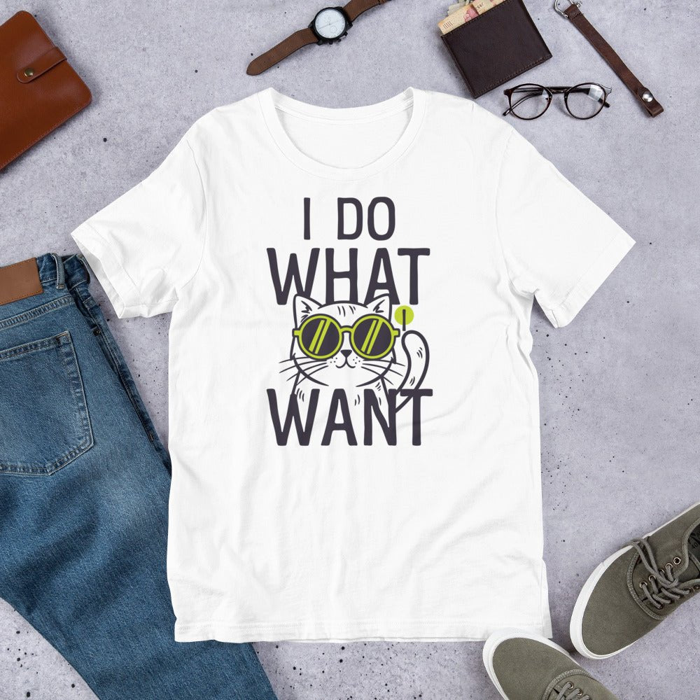 I Do What I Want Cat T-Shirt – Funny Cool Cat Graphic Tee with Sunglasses - OuSfian